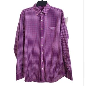 Vineyard Vines Men's Pink Blue Checkered Slim Fit Tucker Shirt Size Medium